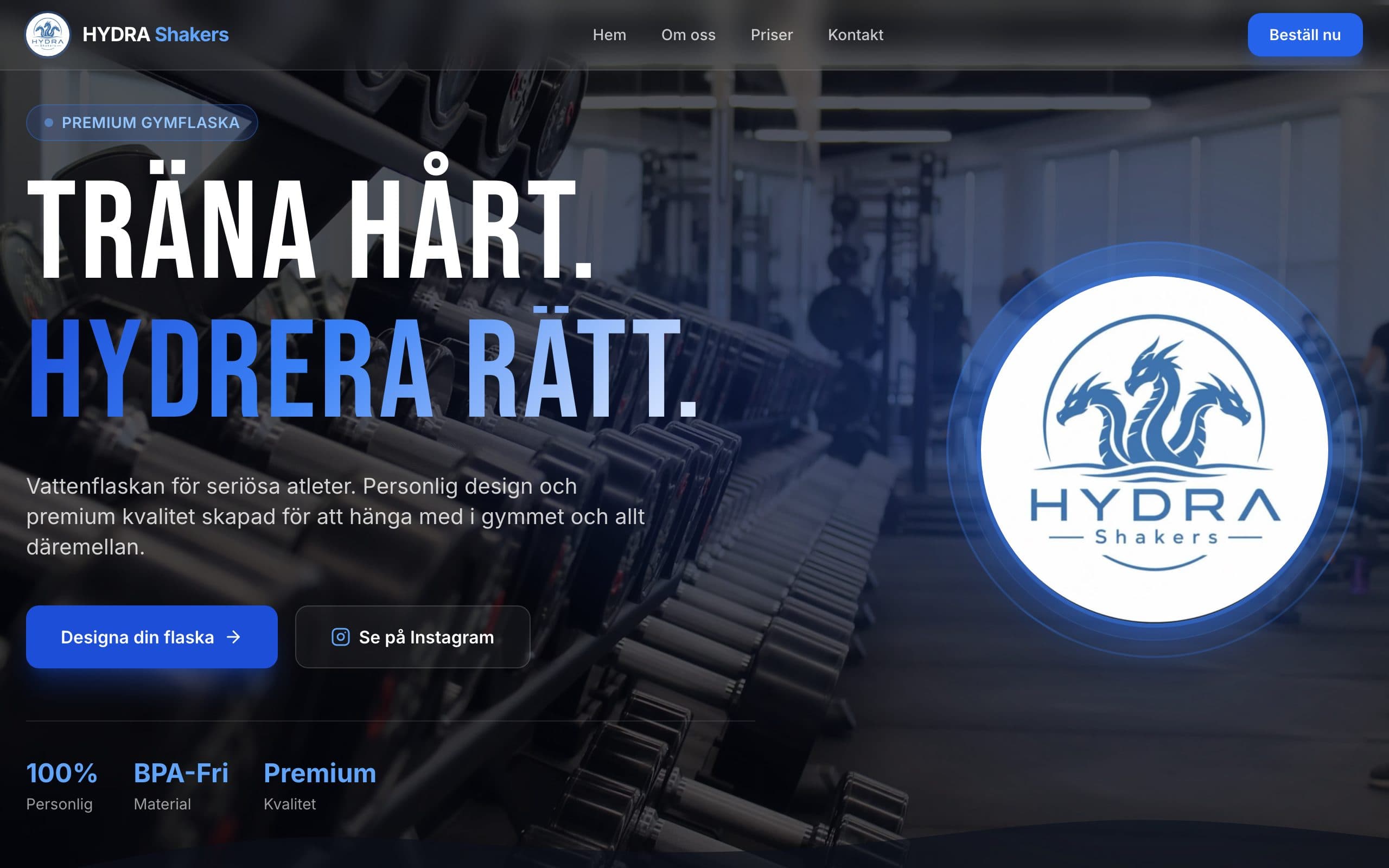 Startsidan för Hydra Shakers